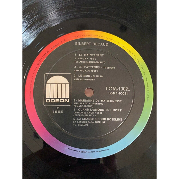 Gilbert Becaud Self Titled LP Odeon Records LOM 10021 VG+ Vinyl Import Mexico - Picture 5 of 7